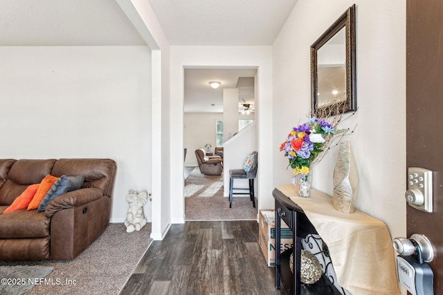 corridor featuring dark hardwood / wood-style floors