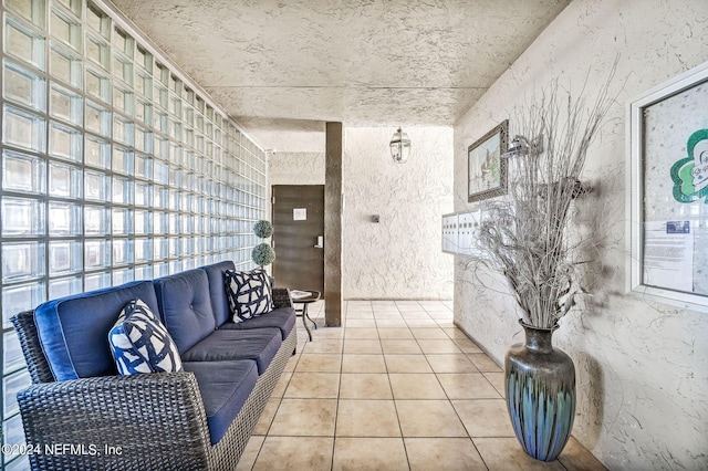 view of tiled living room