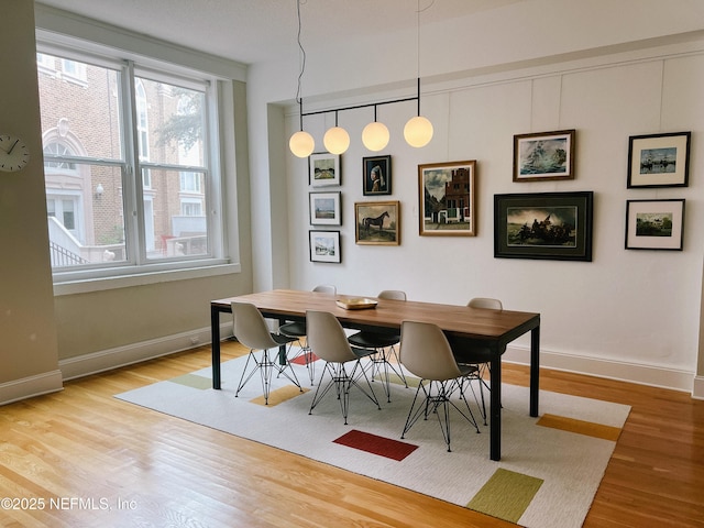 dining area with light hardwood / wood-style flooring