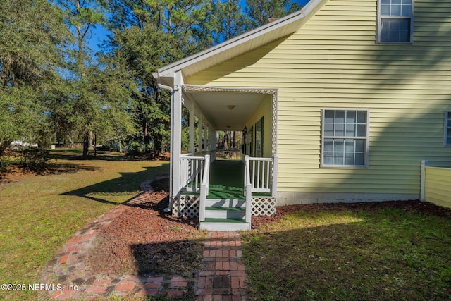 exterior space with a yard