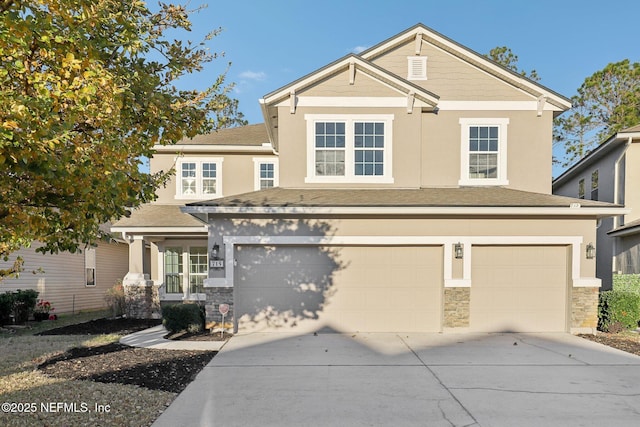 view of front of house with a garage