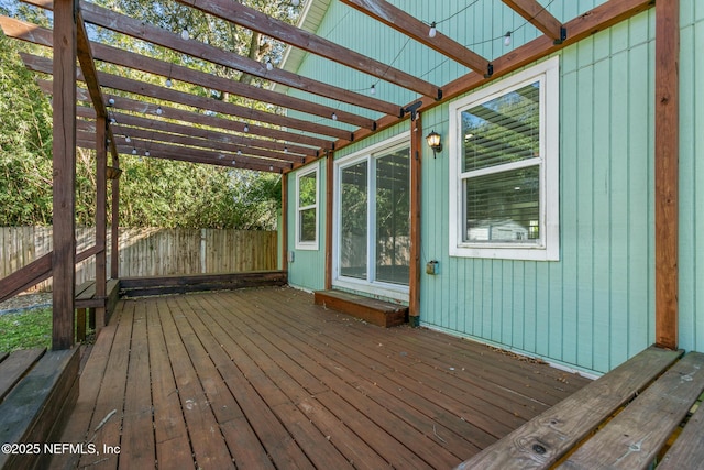 deck featuring a pergola