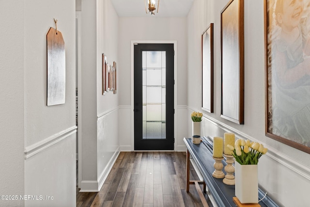 doorway to outside with dark hardwood / wood-style floors