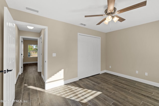 spare room with ceiling fan