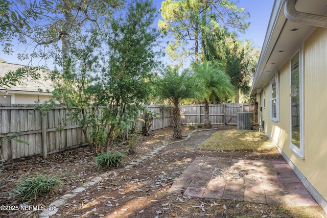 view of yard featuring cooling unit and a patio