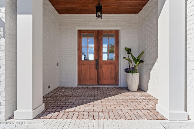 view of exterior entry with french doors