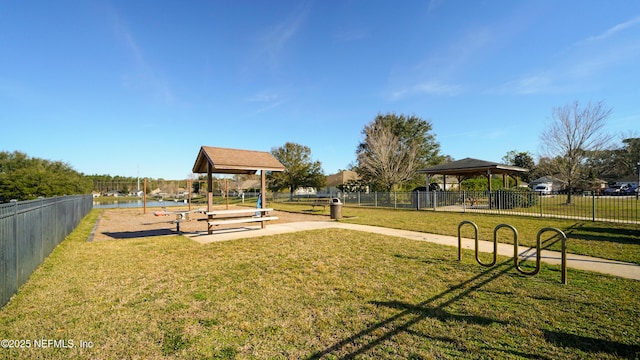 view of home's community featuring a gazebo and a yard