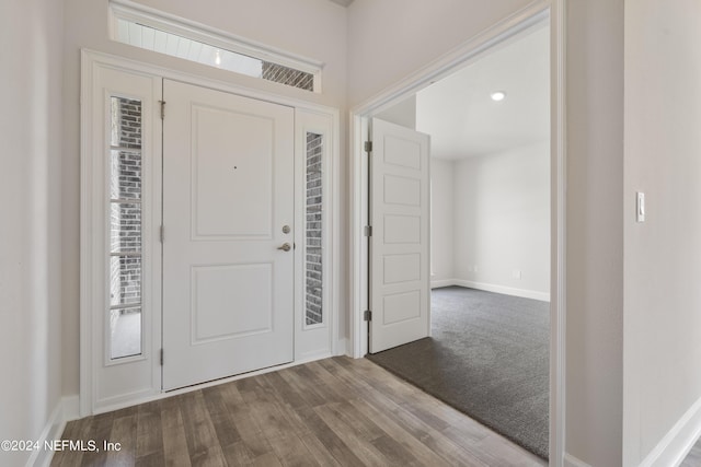 entryway with hardwood / wood-style floors