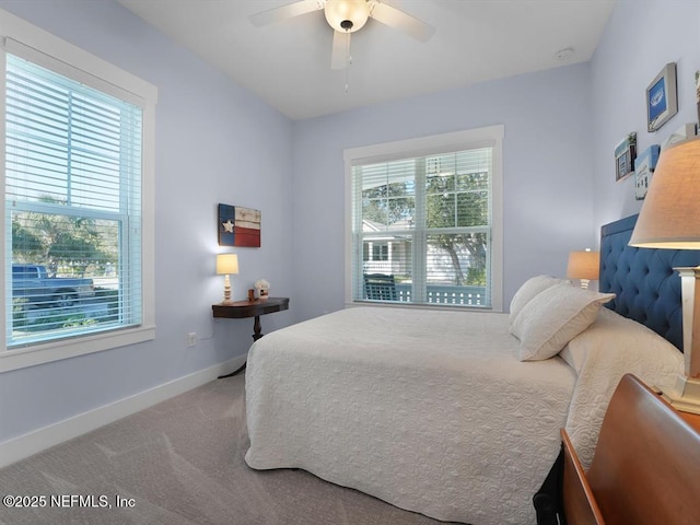 bedroom with carpet floors and ceiling fan