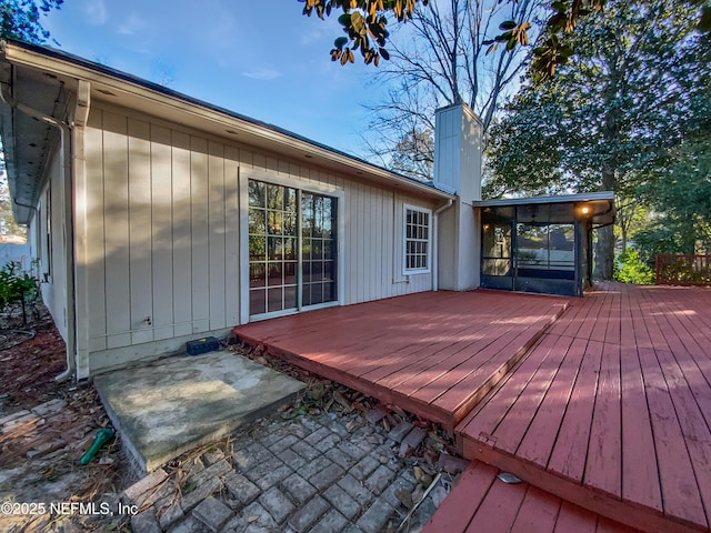 deck featuring a sunroom