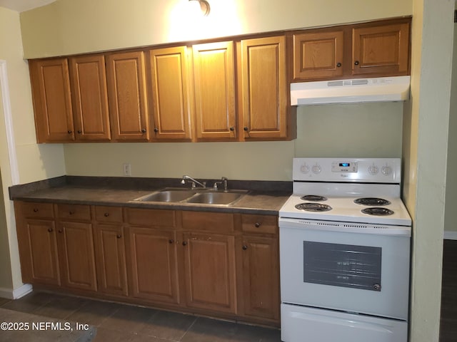 kitchen with electric stove and sink