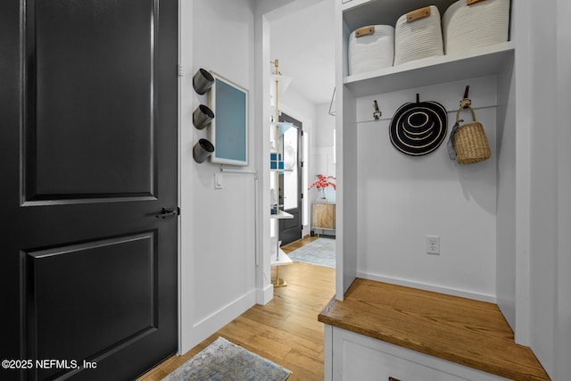 mudroom featuring light wood-type flooring