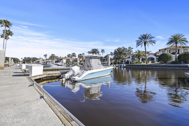 dock area with a water view