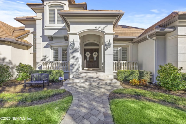 entrance to property with french doors