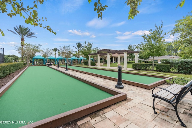 view of community featuring a pergola