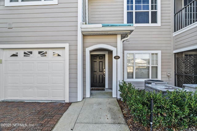 entrance to property with a garage