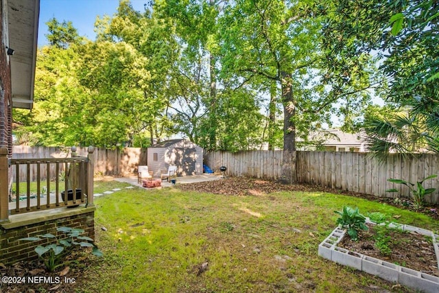 view of yard with a shed