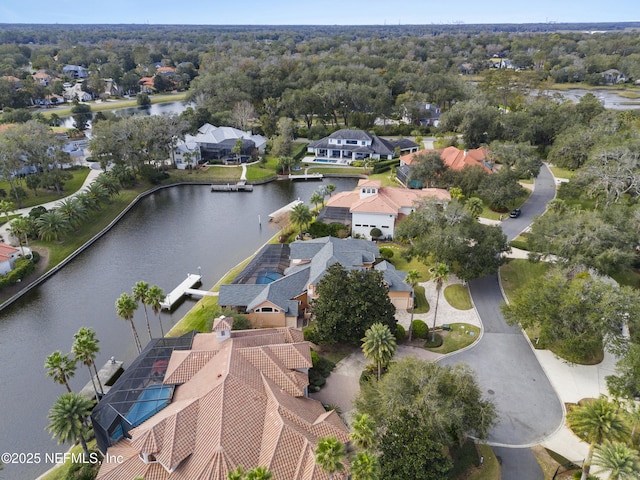 bird's eye view featuring a water view