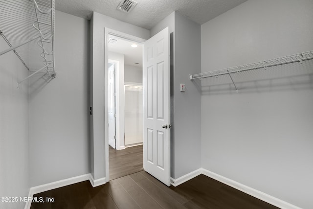 spacious closet featuring dark wood-type flooring