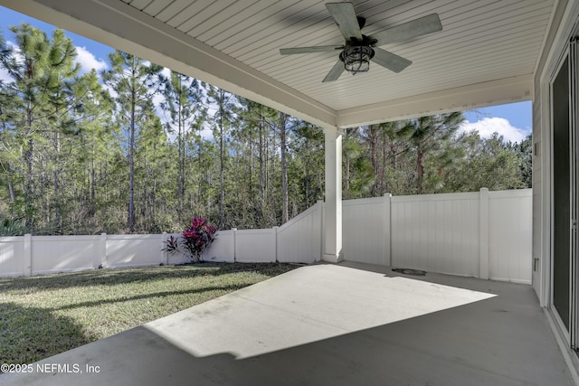 view of patio / terrace with ceiling fan