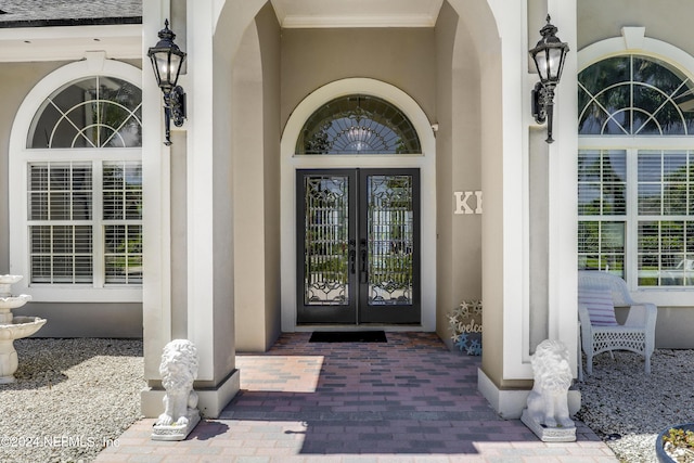 doorway to property with french doors