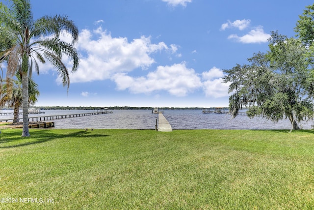 view of water feature featuring a boat dock