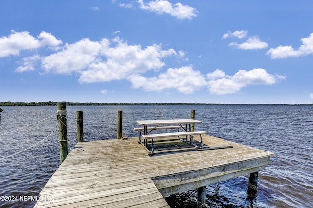 dock area featuring a water view