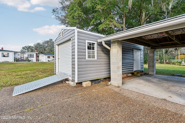 view of property exterior with a lawn