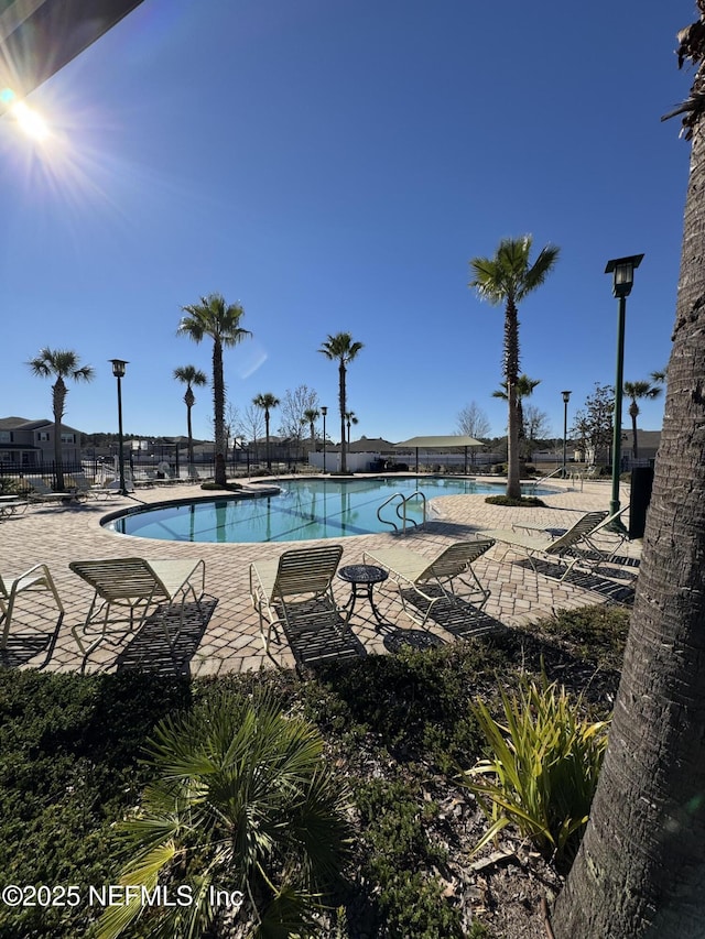 view of pool featuring a patio