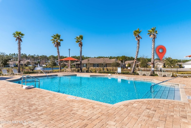 view of pool featuring a patio