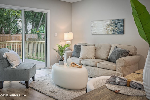 living room with hardwood / wood-style flooring