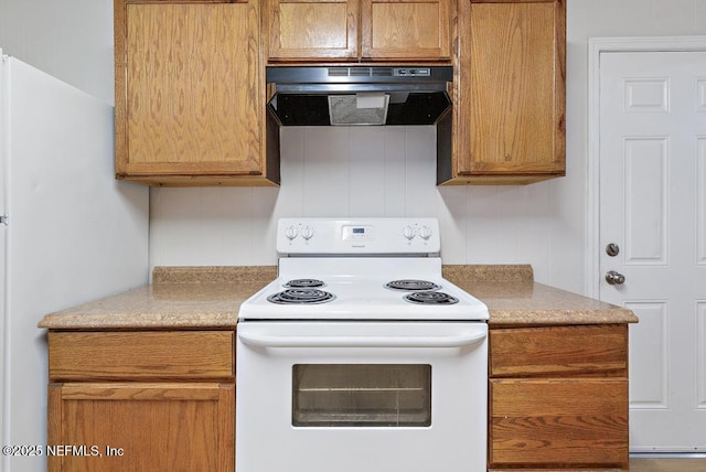 kitchen featuring white electric range