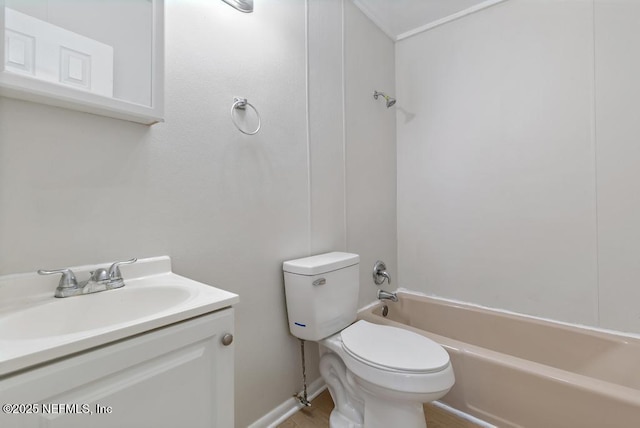 full bathroom featuring vanity,  shower combination, and toilet