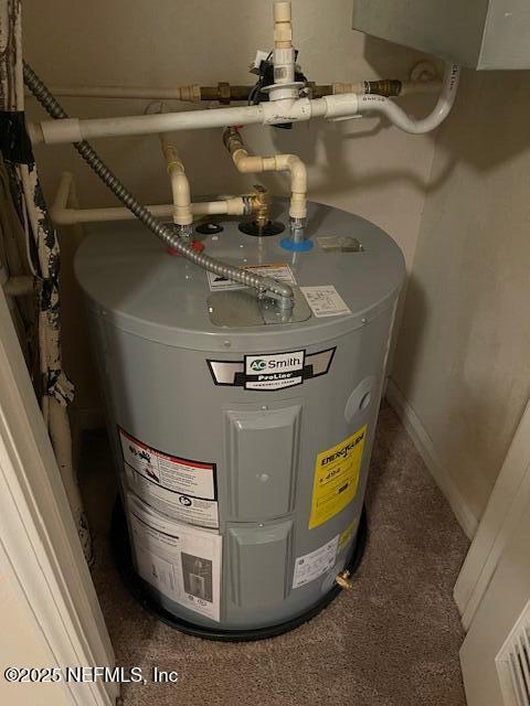 utility room with electric water heater