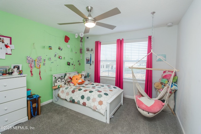 bedroom with carpet floors and ceiling fan