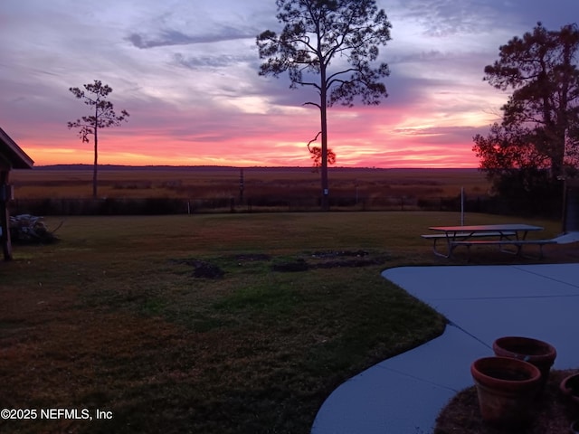 view of yard at dusk