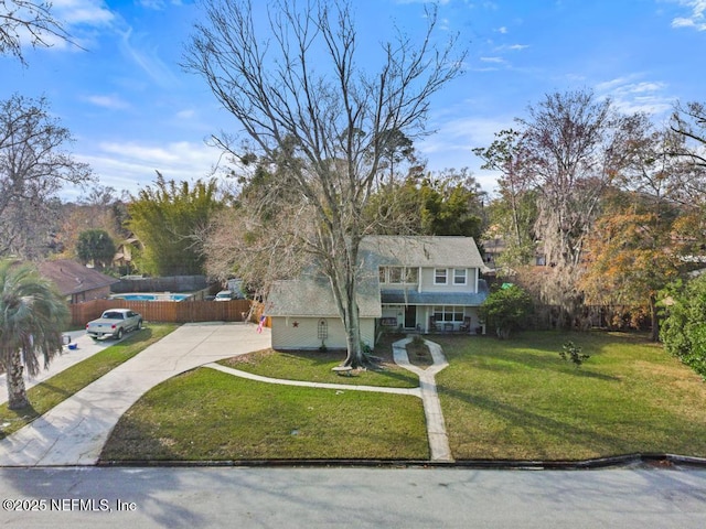 view of front of home with a front yard