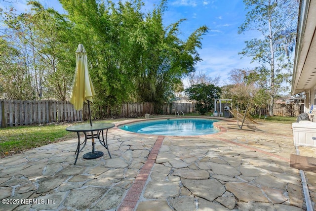 view of pool featuring a patio area