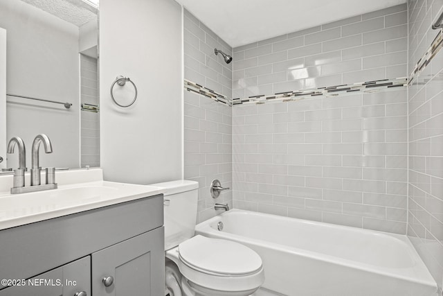 full bathroom with vanity, toilet, and tub / shower combination