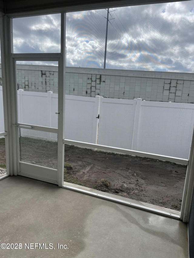 view of unfurnished sunroom