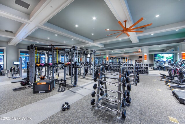 323 Belfort Ct, Saint Augustine, FL 32092 - workout area with coffered ceiling