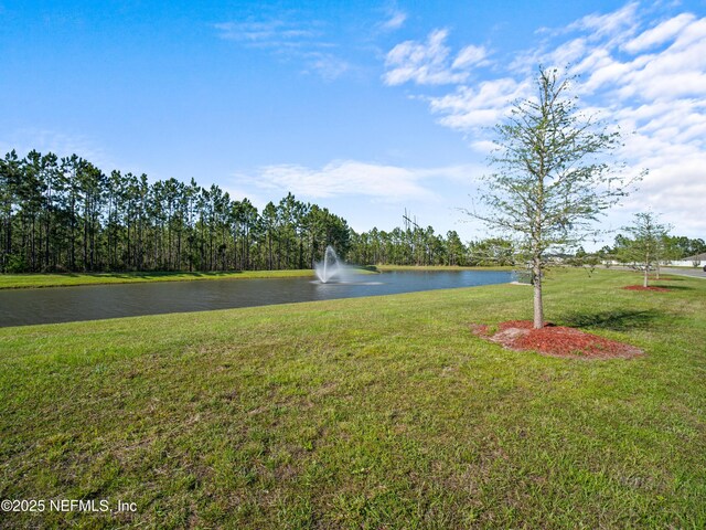 view of yard with a water view