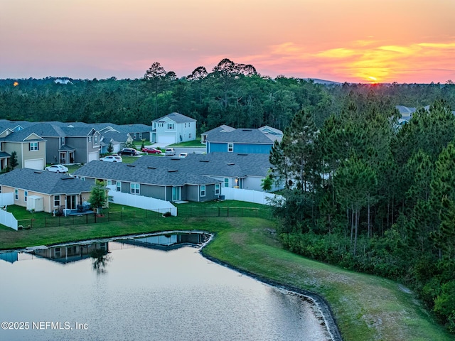 view of aerial view at dusk