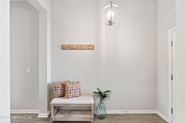 sitting room with hardwood / wood-style floors