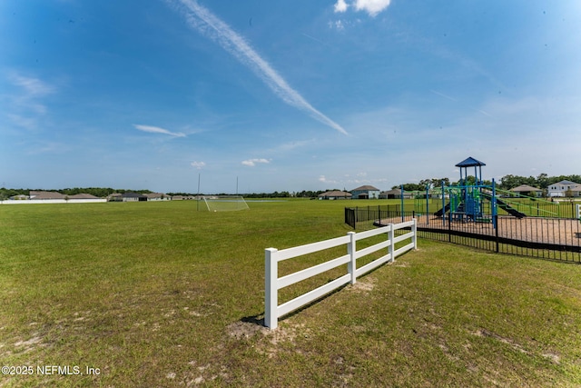 view of yard with a playground