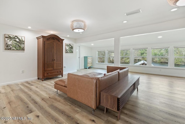 living room featuring light hardwood / wood-style flooring