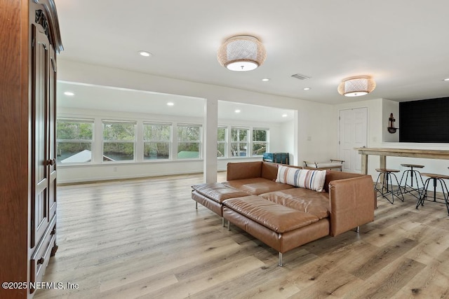 living room featuring light hardwood / wood-style floors