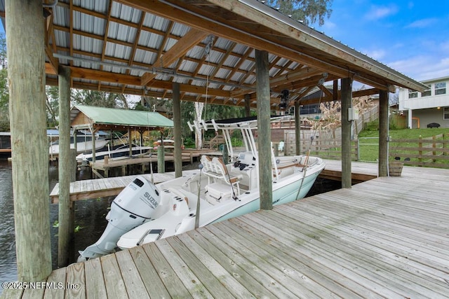 dock area featuring a water view