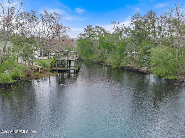 view of dock featuring a water view