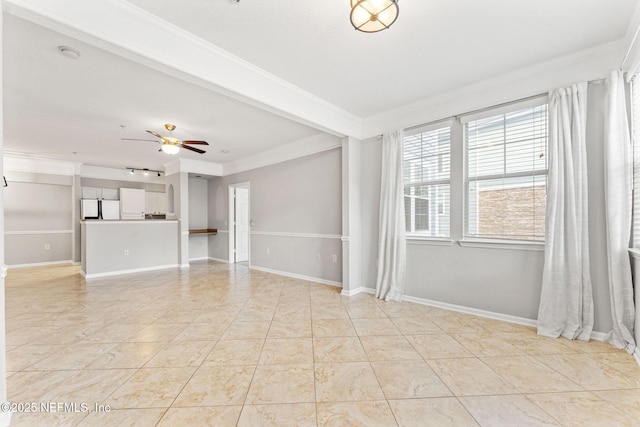 8550 Touchton Rd Unit 127, Jacksonville, FL 32216 - unfurnished living room featuring ornamental molding, a ceiling fan, and light tile patterned flooring